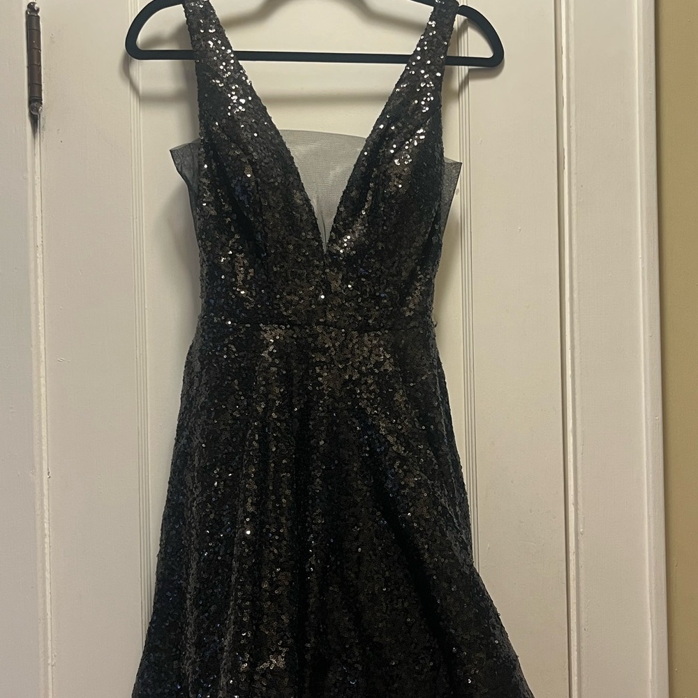 B Darlin Black Sequin Prom Dress